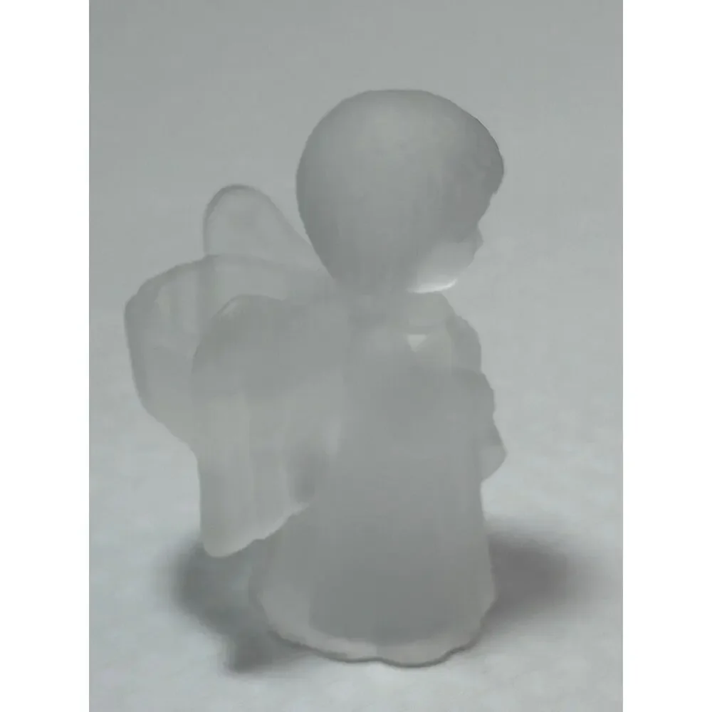 Candle Holder Angel Clear Satin Frosted Glass Vintage‎ Christmas